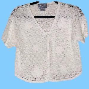 April Cornell crop crochet cardigan